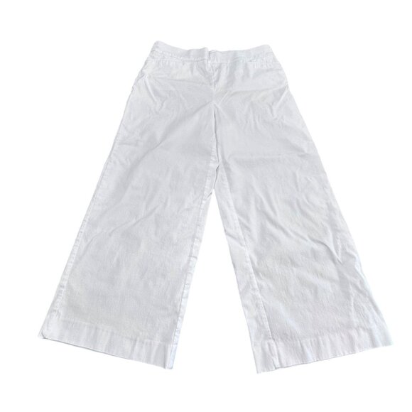 Chico's Pants Size 2 R 12R Large White Cropped Pants Wide Leg Pull On Stretch - Picture 1 of 13